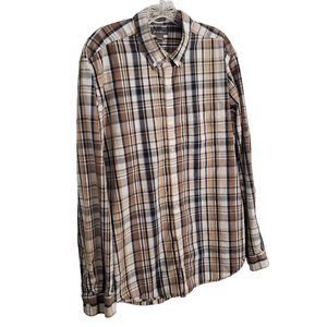 Eddie Bauer Mens Size L Tall TL Shirt 100% Cotton Button Front Casual Plaid
